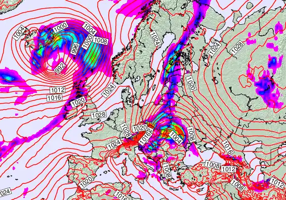 Europe forecast chart for Saturday, September 14th, 2024 at 6:00 PM