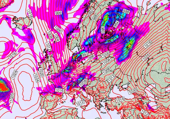 Europe forecast chart for Friday, September 27th, 2024 at 6:00 PM