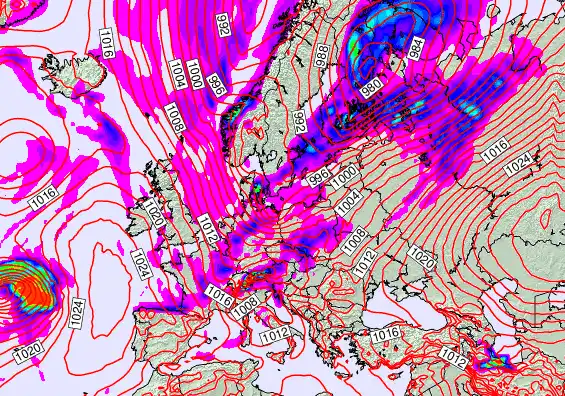 Europe forecast chart for Saturday, September 28th, 2024 at 12:00 AM