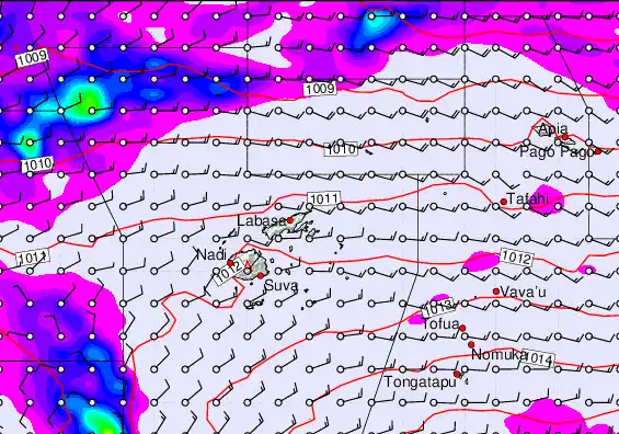 Fiji Islands forecast chart for Saturday, September 14th, 2024 at 12:00 PM