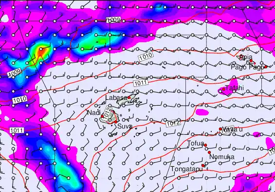 Fiji Islands forecast chart for Saturday, September 14th, 2024 at 6:00 PM