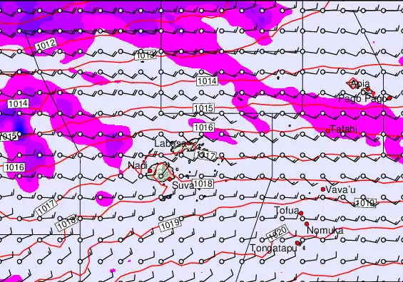 Fiji Islands forecast chart for Friday, September 27th, 2024 at 6:00 PM