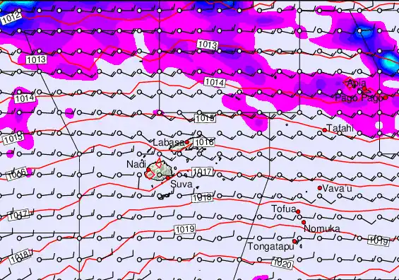 Fiji Islands forecast chart for Saturday, September 28th, 2024 at 12:00 AM