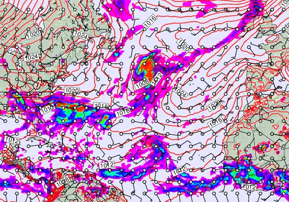 North Atlantic forecast chart for Saturday, September 14th, 2024 at 6:00 PM