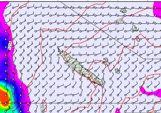 New Caledonia forecast chart for Friday, September 27th, 2024 at 6:00 PM