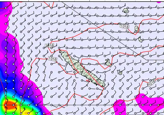 New Caledonia forecast chart for Saturday, September 28th, 2024 at 12:00 AM