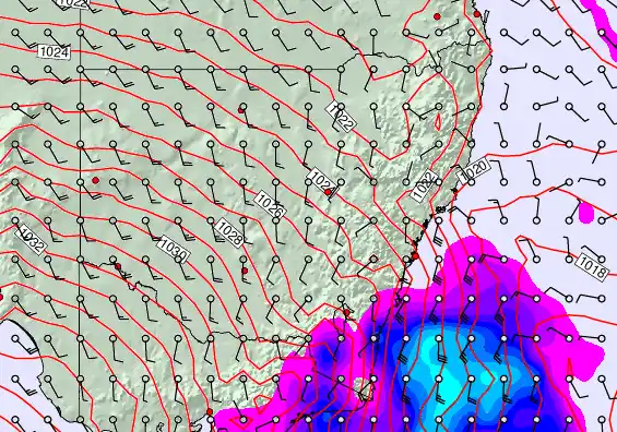 New South Wales forecast chart for Saturday, September 14th, 2024 at 12:00 PM