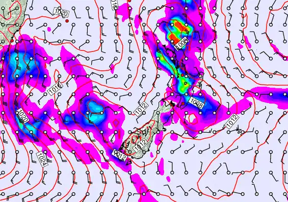 New Zealand forecast chart for Saturday, September 14th, 2024 at 12:00 PM