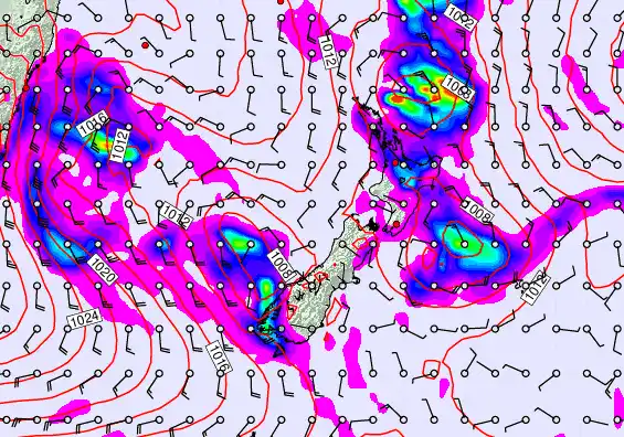 New Zealand forecast chart for Saturday, September 14th, 2024 at 6:00 PM