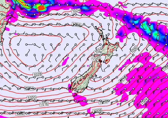 New Zealand forecast chart for Saturday, September 28th, 2024 at 12:00 AM