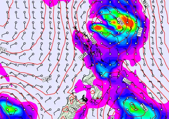 North Island forecast chart for Saturday, September 14th, 2024 at 6:00 PM