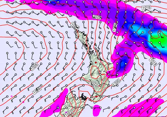 North Island forecast chart for Friday, September 27th, 2024 at 6:00 PM