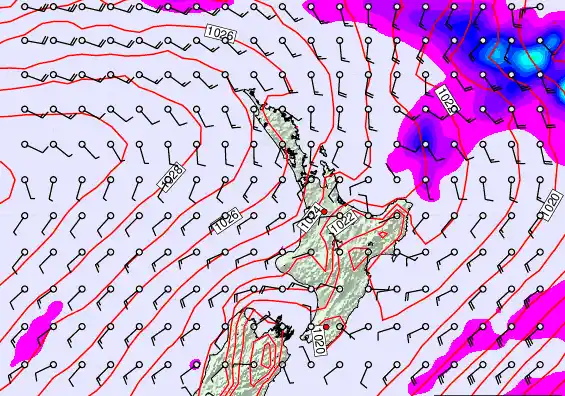 North Island forecast chart for Saturday, September 28th, 2024 at 12:00 AM