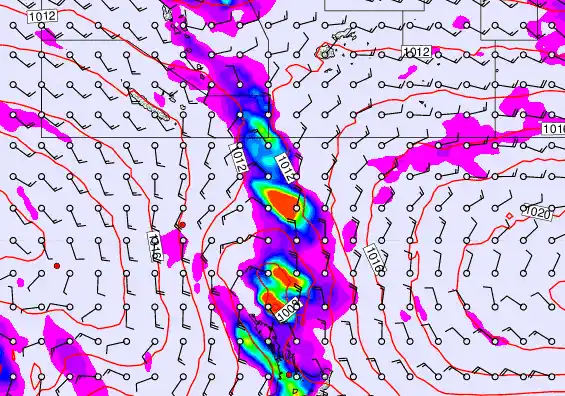 New Zealand to Fiji forecast chart for Saturday, September 14th, 2024 at 12:00 PM