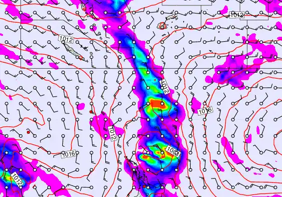 New Zealand to Fiji forecast chart for Saturday, September 14th, 2024 at 6:00 PM