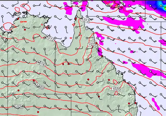 Queensland forecast chart for Saturday, September 14th, 2024 at 12:00 PM