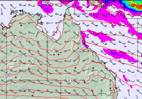 Queensland forecast chart for Saturday, September 14th, 2024 at 6:00 PM