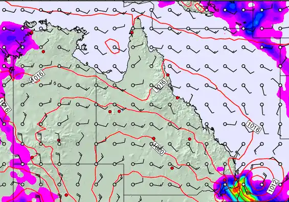 Queensland forecast chart for Saturday, September 28th, 2024 at 12:00 AM