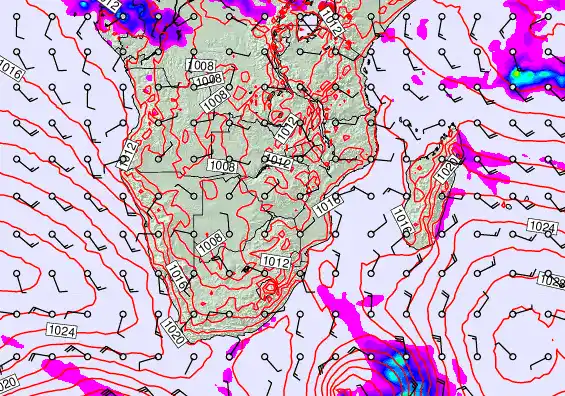 South Africa forecast chart for Saturday, September 14th, 2024 at 12:00 PM