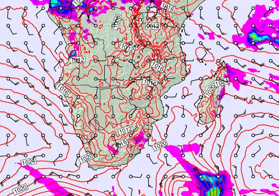 South Africa forecast chart for Saturday, September 14th, 2024 at 6:00 PM