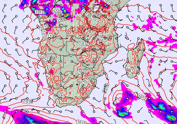 South Africa forecast chart for Friday, September 27th, 2024 at 6:00 PM