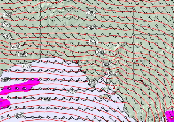 South Australia forecast chart for Saturday, September 14th, 2024 at 12:00 PM