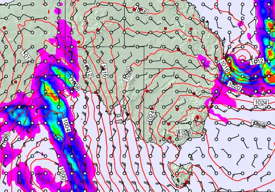 South East Australia forecast chart for Friday, September 27th, 2024 at 6:00 PM