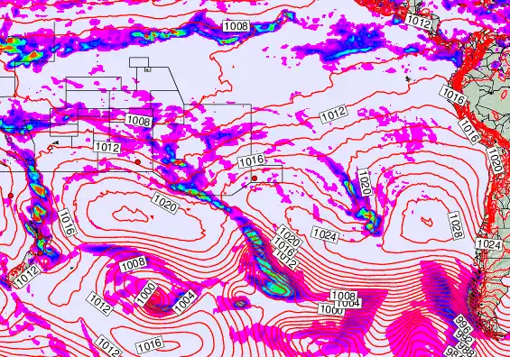 South Pacific forecast chart for Saturday, September 14th, 2024 at 12:00 PM