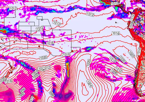 South Pacific forecast chart for Saturday, September 28th, 2024 at 12:00 AM