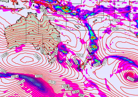 South West Pacific forecast chart for Saturday, September 14th, 2024 at 6:00 PM