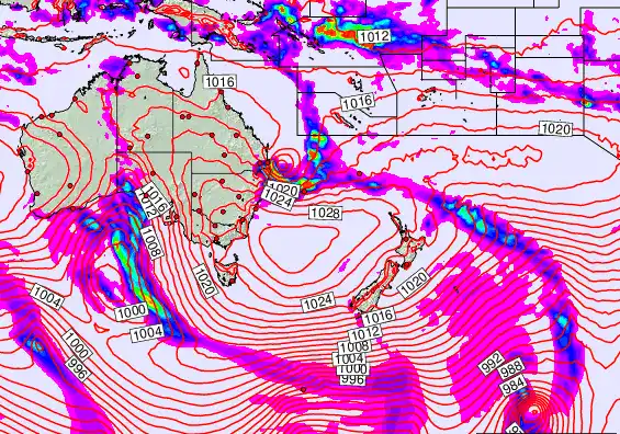 South West Pacific forecast chart for Saturday, September 28th, 2024 at 12:00 AM