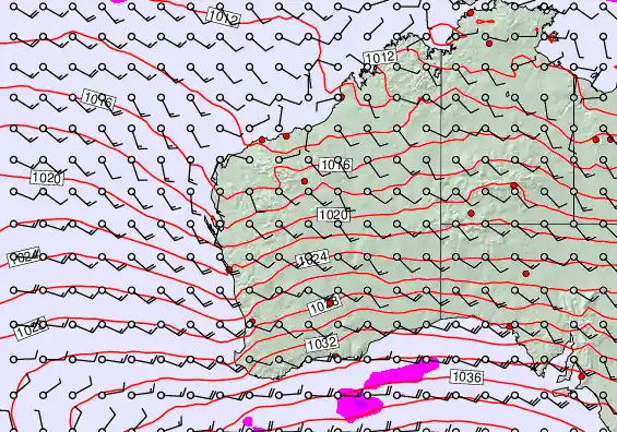 Western Australia forecast chart for Saturday, September 14th, 2024 at 12:00 PM