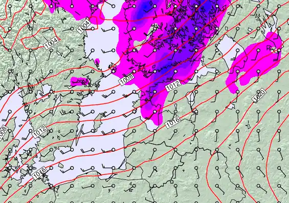 Estonia forecast chart for Monday, December 1st, 2025 at 12:00 PM