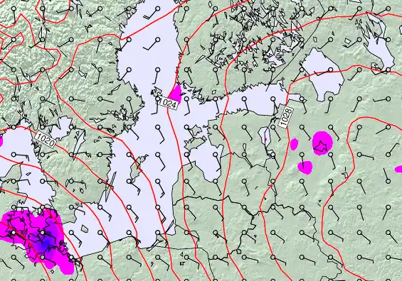 Estonia forecast chart for Saturday, December 6th, 2025 at 6:00 AM