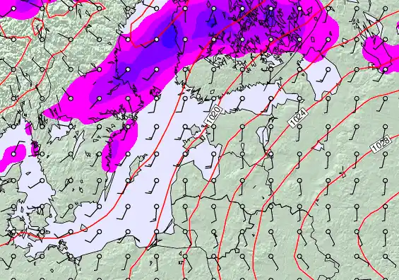 Estonia forecast chart for Sunday, December 7th, 2025 at 12:00 PM