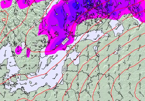 Estonia forecast chart for Sunday, December 7th, 2025 at 6:00 PM