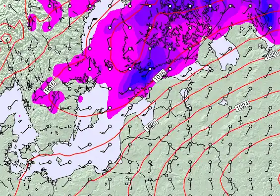 Estonia forecast chart for Monday, December 8th, 2025 at 12:00 AM