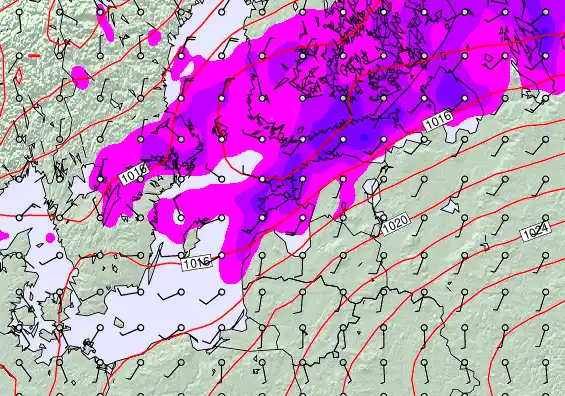 Estonia forecast chart for Monday, December 8th, 2025 at 6:00 AM