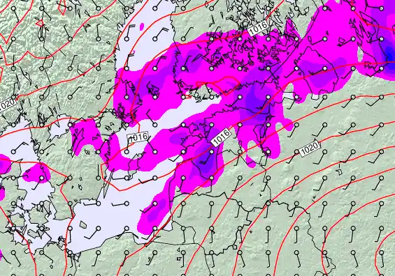 Estonia forecast chart for Monday, December 8th, 2025 at 12:00 PM