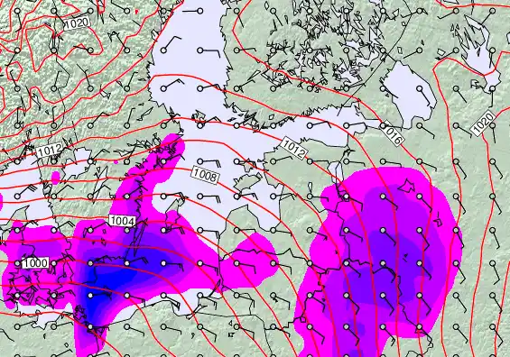 Estonia forecast chart for Friday, February 6th, 2026 at 6:00 AM