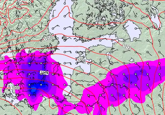 Estonia forecast chart for Friday, February 6th, 2026 at 6:00 PM