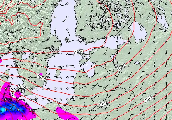 Estonia forecast chart for Sunday, February 8th, 2026 at 12:00 PM