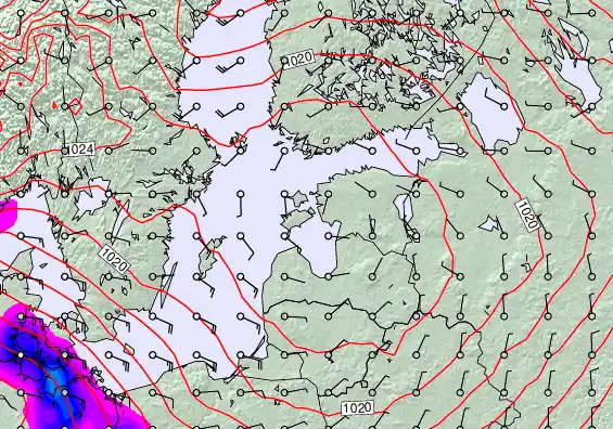 Estonia forecast chart for Monday, February 9th, 2026 at 12:00 AM