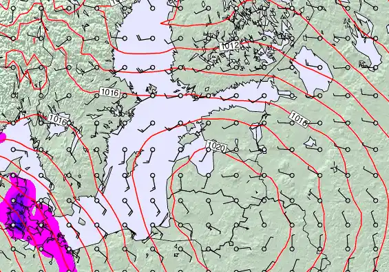 Estonia forecast chart for Monday, February 9th, 2026 at 12:00 PM