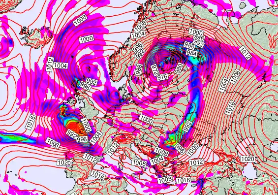 Europe forecast chart for Thursday, November 21st, 2024 at 6:00 AM