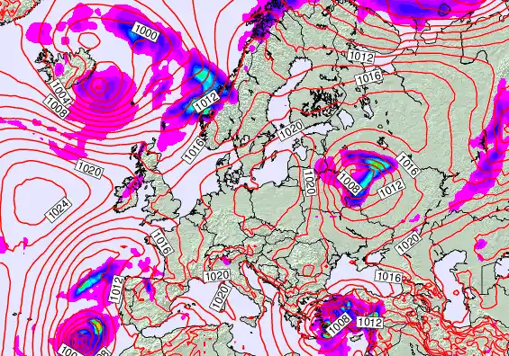 Europe forecast chart for Thursday, May 1st, 2025 at 6:00 AM