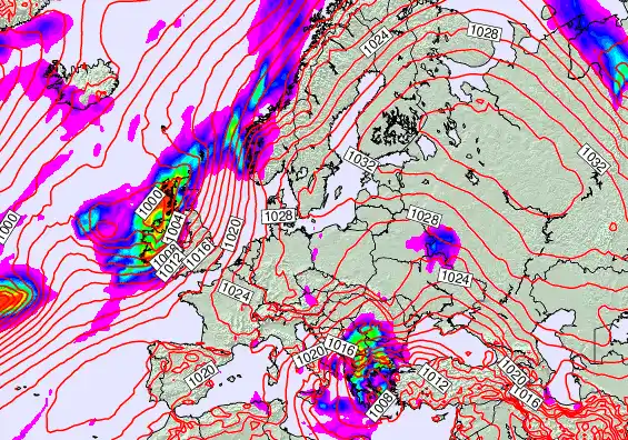 Europe forecast chart for Thursday, October 2nd, 2025 at 6:00 PM