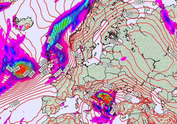 Europe forecast chart for Friday, October 3rd, 2025 at 6:00 AM