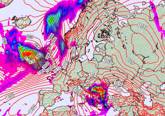 Europe forecast chart for Friday, October 3rd, 2025 at 12:00 PM