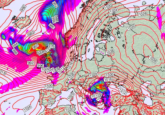 Europe forecast chart for Friday, October 3rd, 2025 at 6:00 PM